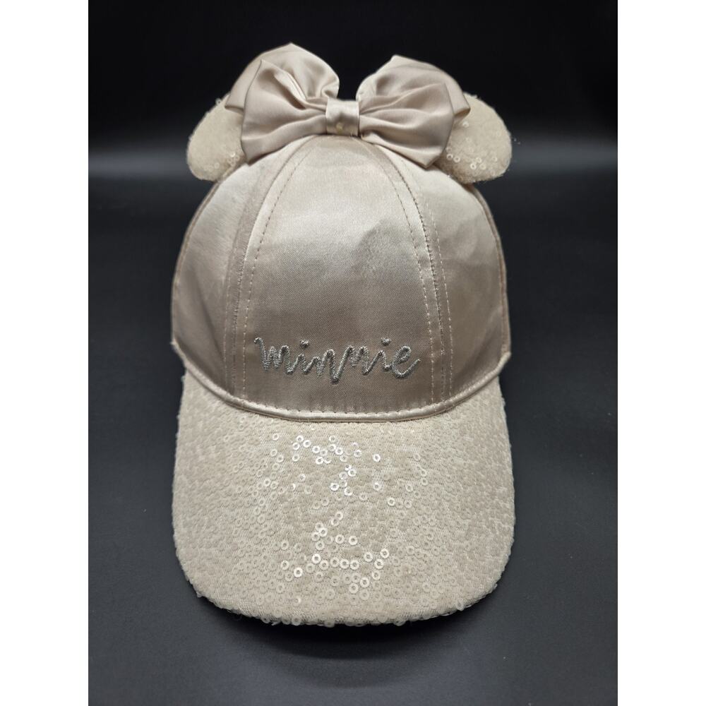 Disney Adult Ear Hat Rose Gold Sequin Ears & Metallic Bow